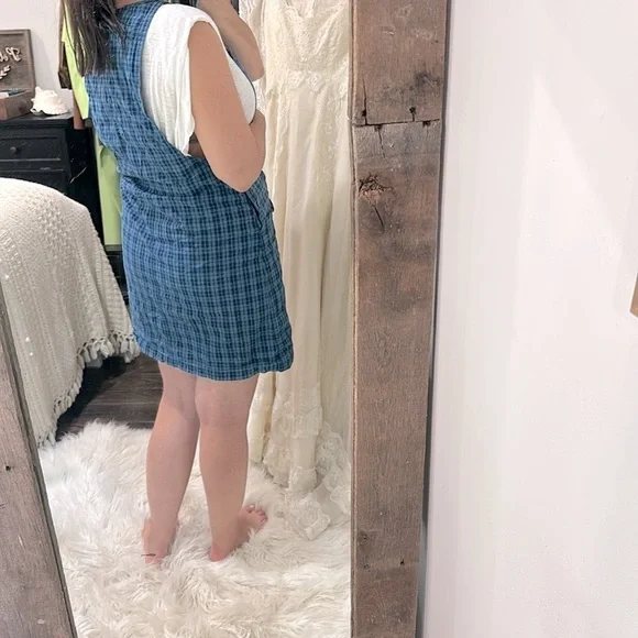 Crossroads Blue Plaid vintage overalls Dress size medium - Picture 4 of 6